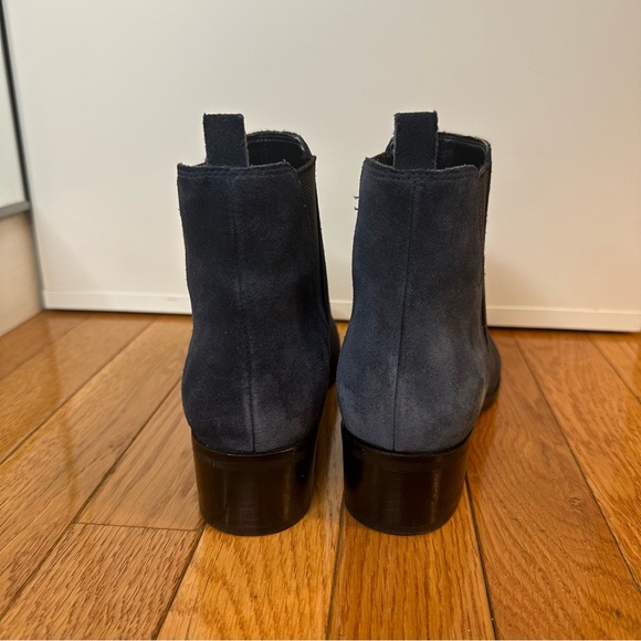 Marc Fisher Yale Pointy Toe Bootie with Metal Detail in Dark Blue Suede — Size 6 - Picture 10 of 13